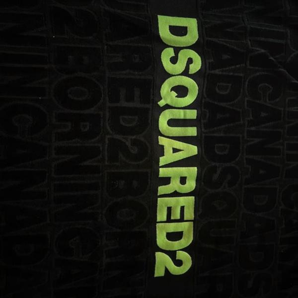 Dsquared2 Black & Fluorescent Logo Beach Towel