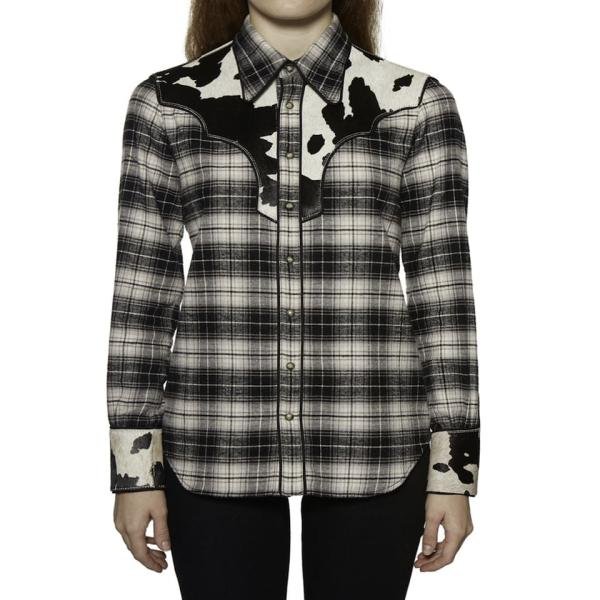 DSQUARED2 Lady Checked Goat Skin Panelled Shirt