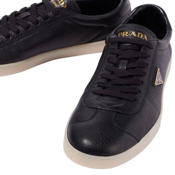 Prada Lane black calf leather low-top sneakers