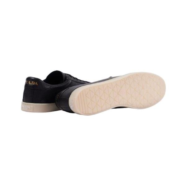 Prada Lane black calf leather low-top sneakers
